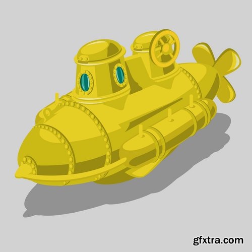 Collection of the boat powered submarine vector image 25 EPS