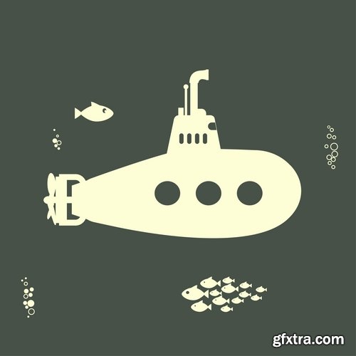 Collection of the boat powered submarine vector image 25 EPS