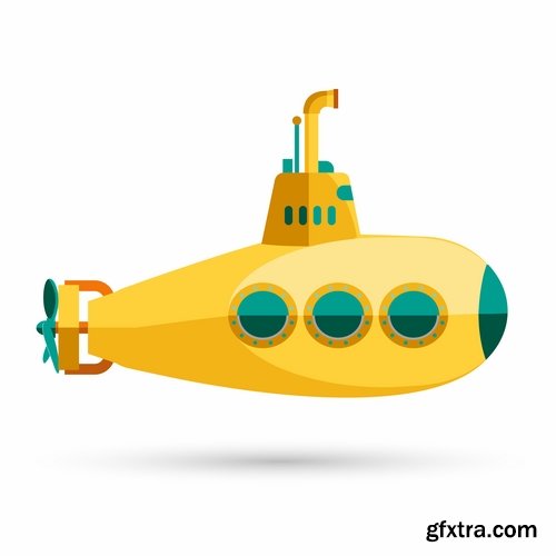 Collection of the boat powered submarine vector image 25 EPS