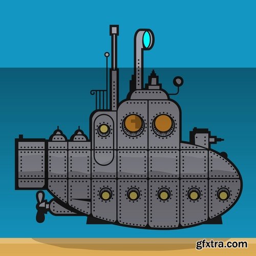 Collection of the boat powered submarine vector image 25 EPS