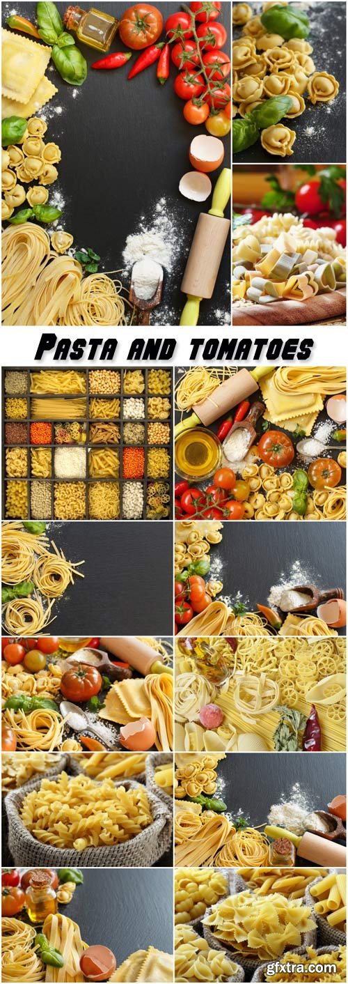 Pasta and tomatoes, flour products