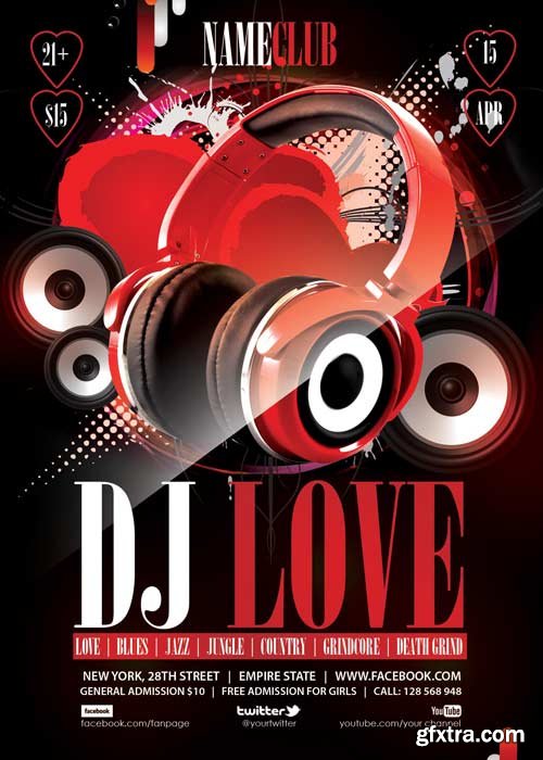 Dj Love PSD Flyer Template