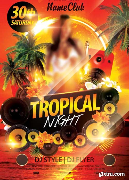 Tropical Night PSD Flyer Template