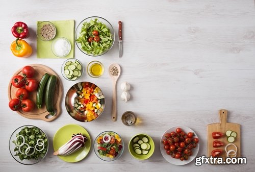 Collection of various salad ingredients fruit vegetables 25 HQ Jpeg