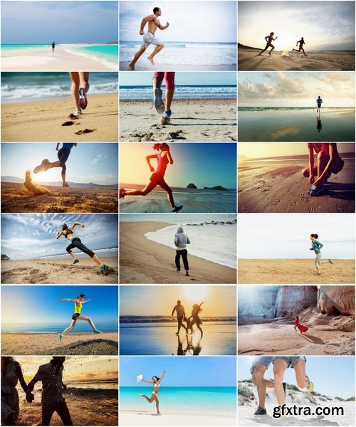 Collection of sports training running on the sand beach sea ocean 25 HQ Jpeg