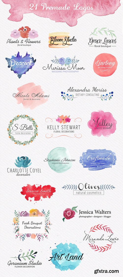 CM 539996 - Watercolor Logo Bundle. DIY