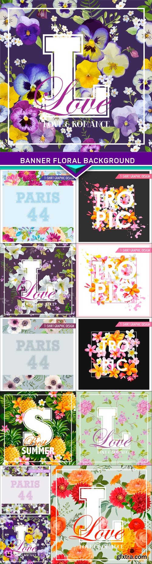 Banner floral background 11x EPS