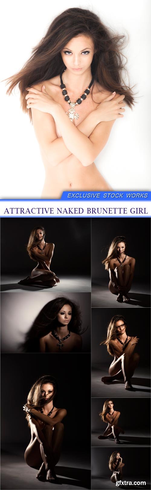 Attractive naked brunette girl 8x JPEG