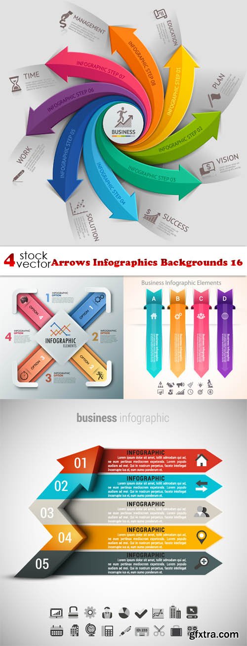 Vectors - Arrows Infographics Backgrounds 16
