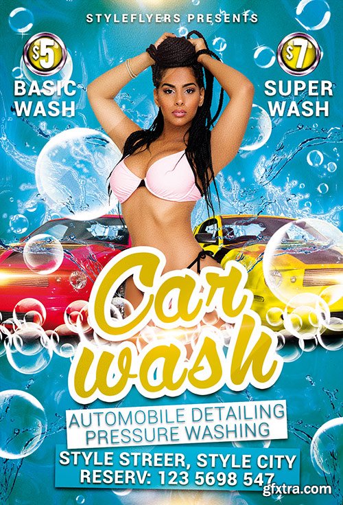 Car Wash PSD Flyer Template + Facebook Cover