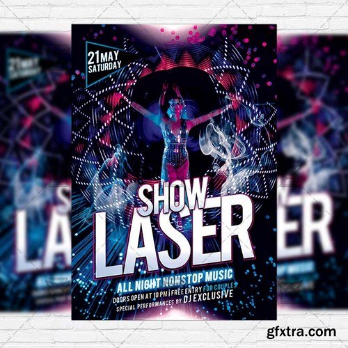 Laser Show – Premium Flyer Template + Facebook Cover