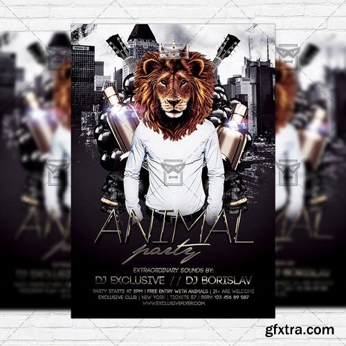 Animal Party – Premium Flyer Template + Facebook Cover