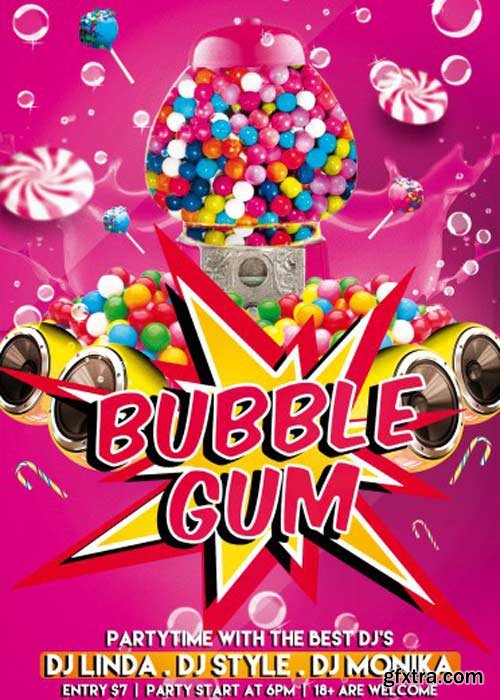 Bubble Gum Party PSD Flyer Template