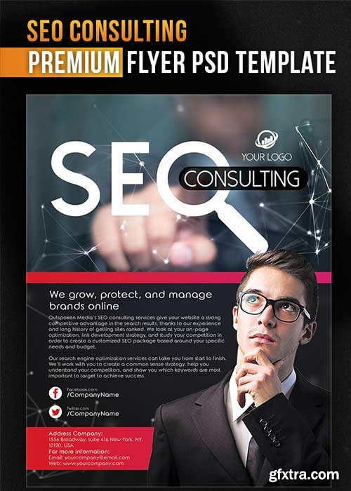 SEO Consulting Flyer PSD Template + Facebook Cover