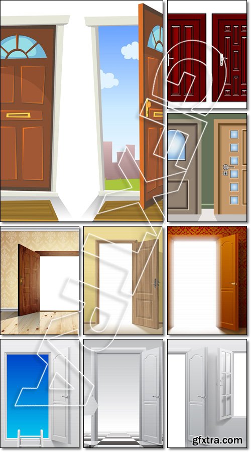 Different colors and design of luxury door - Vector