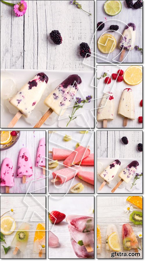 Homemade fruit popsicle sticks - Stock photo