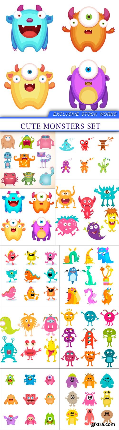 Cute monsters set 10X EPS