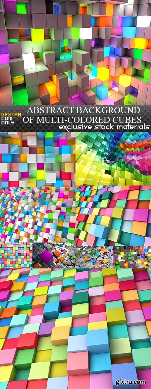 Abstract background of multi-colored cubes, 9  x  UHQ JPEG