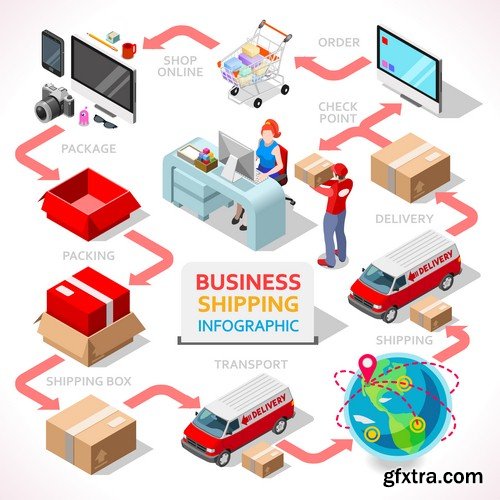 Online shopping infographics-5xEPS