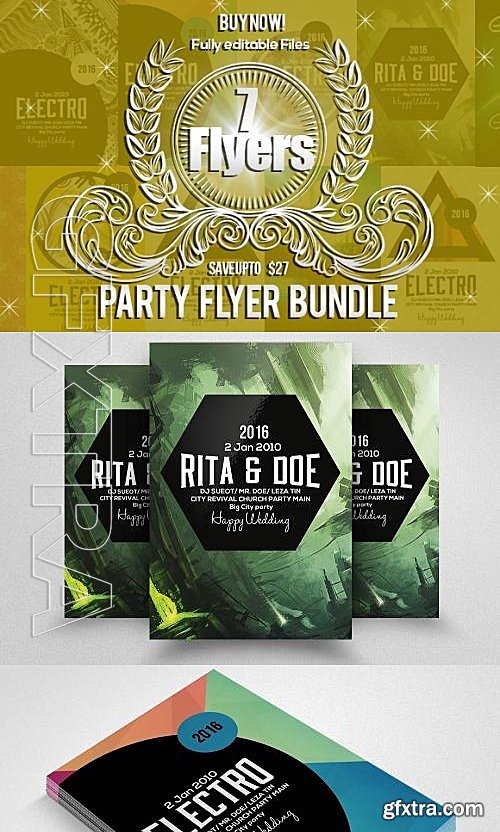 CM - 7 Electro Party Flyer Bundle 624147