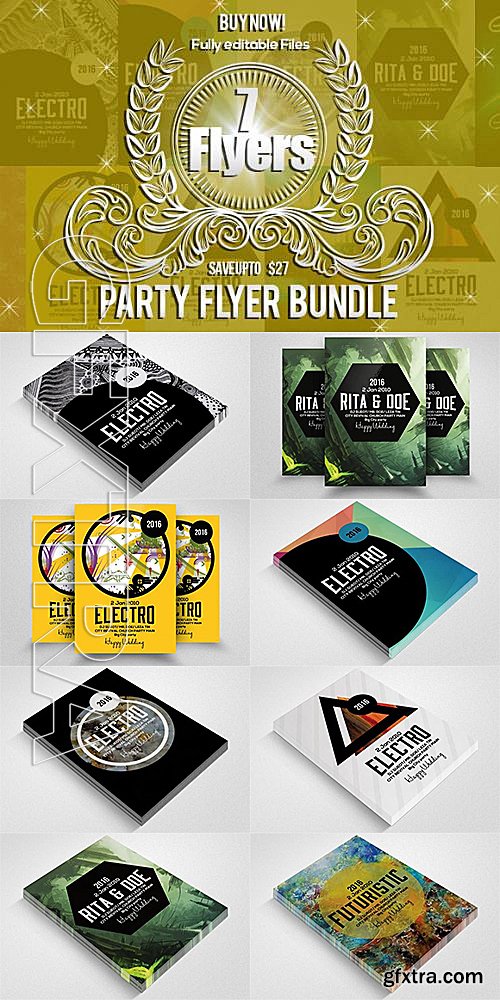 CM - 7 Electro Party Flyer Bundle 624147