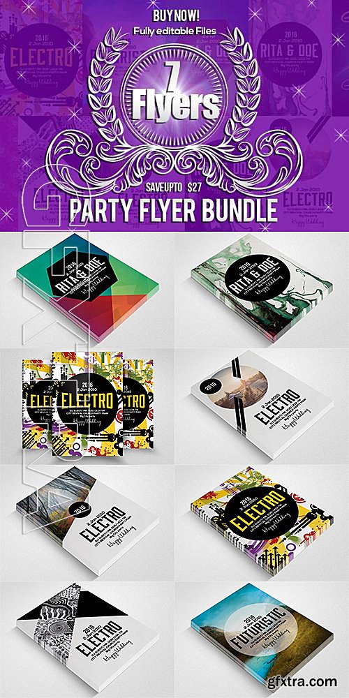 CM - 7 Futuristic Party Flyer Bundle 624174