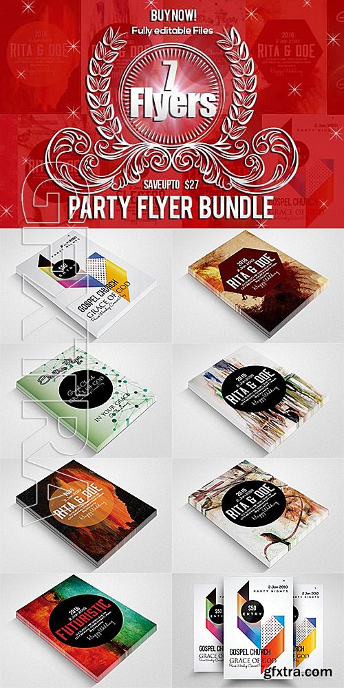 CM - 7 Futuristic Party Flyer Bundle 624180