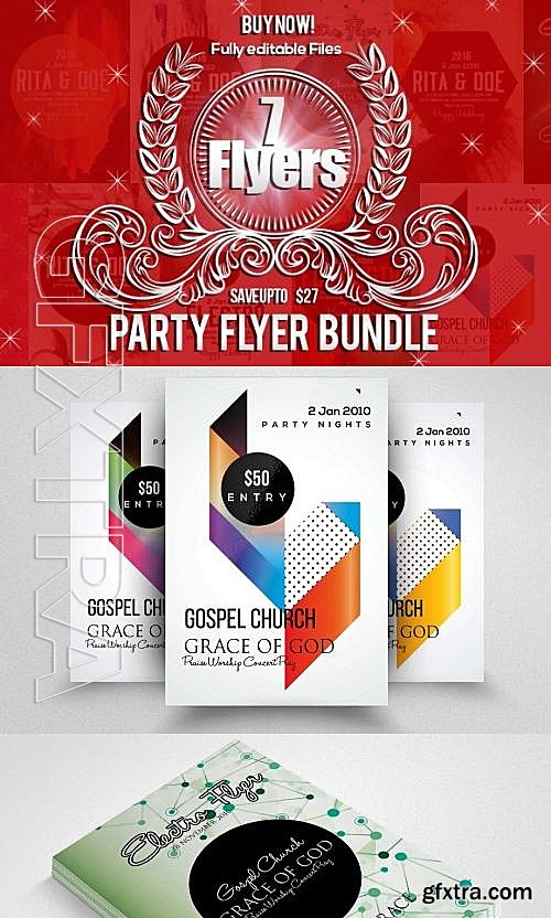 CM - 7 Futuristic Party Flyer Bundle 624180