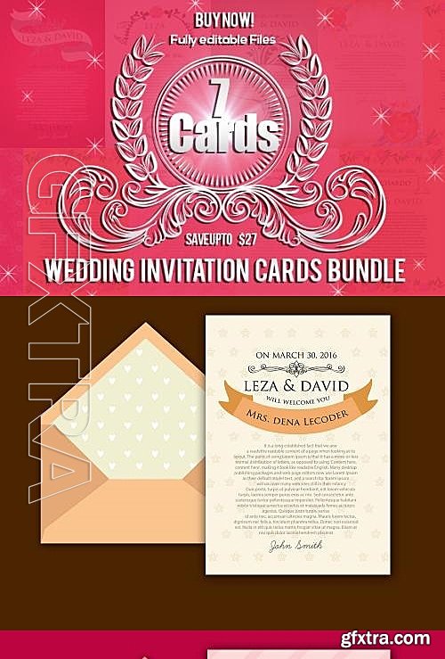 CM - 7 Wedding Invitation Cards Bundle 624185