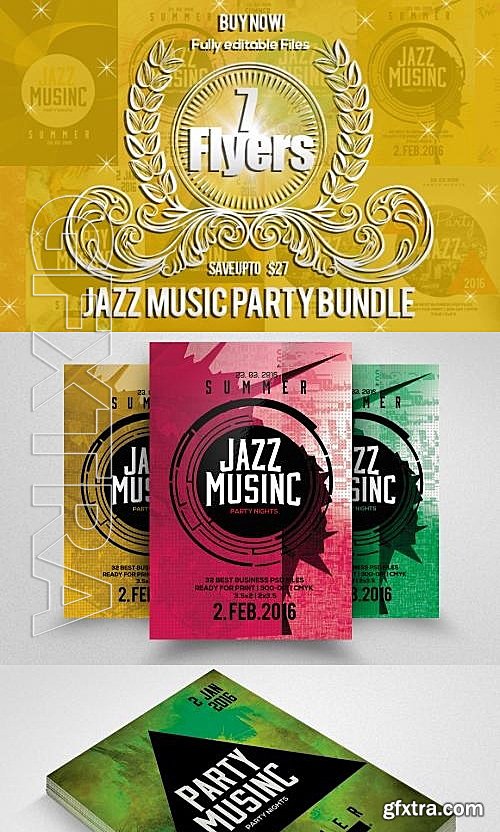 CM - 7 Jazz Music Party Flyer Bundle 625850