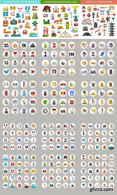 CM - Over 200 Travel Icons Bundle 628510