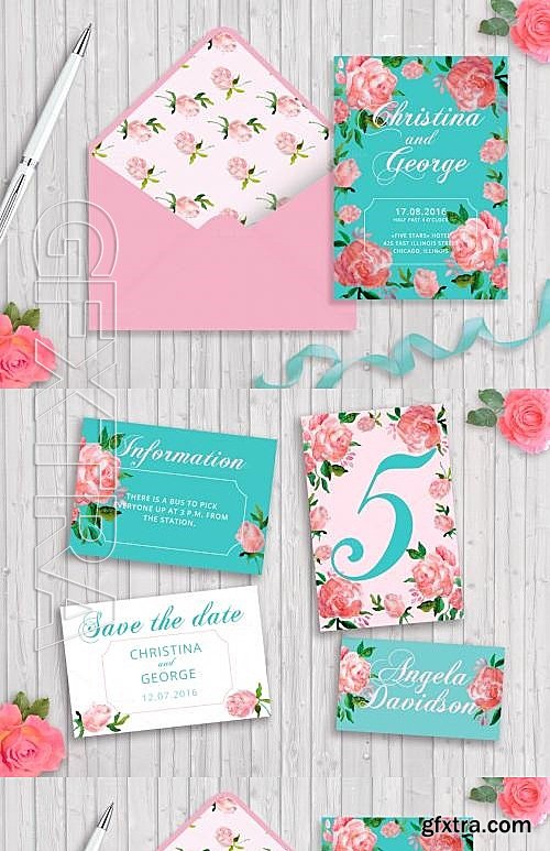 CM - Wedding Invitation Suit Mint color 614573