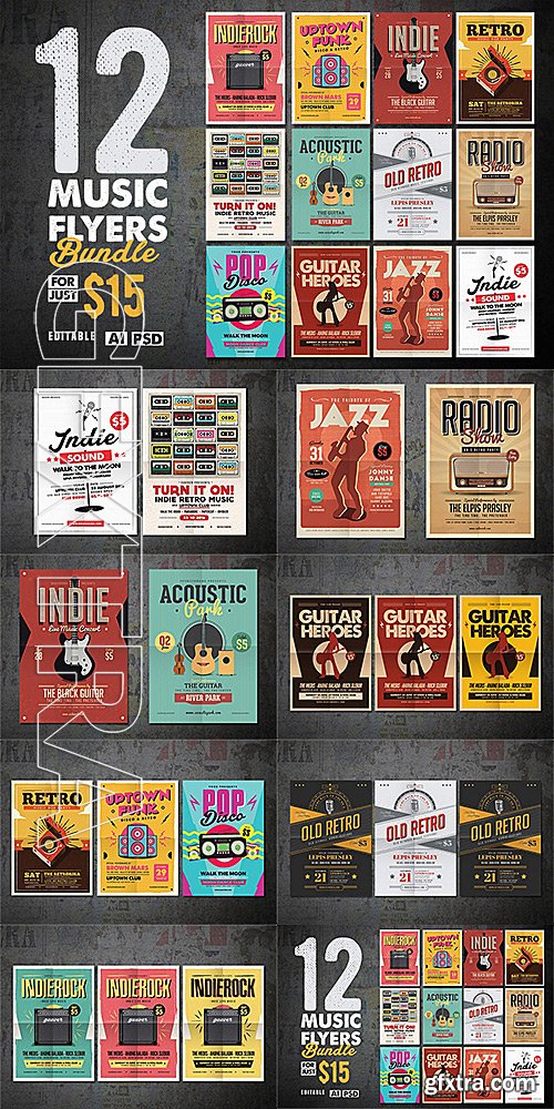 CM - 12 Indie Music Flyers Bundle 637918