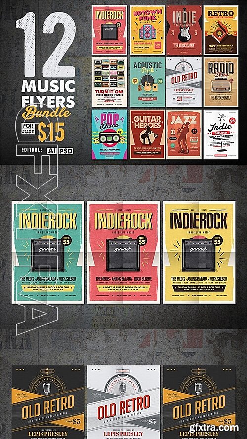 CM - 12 Indie Music Flyers Bundle 637918