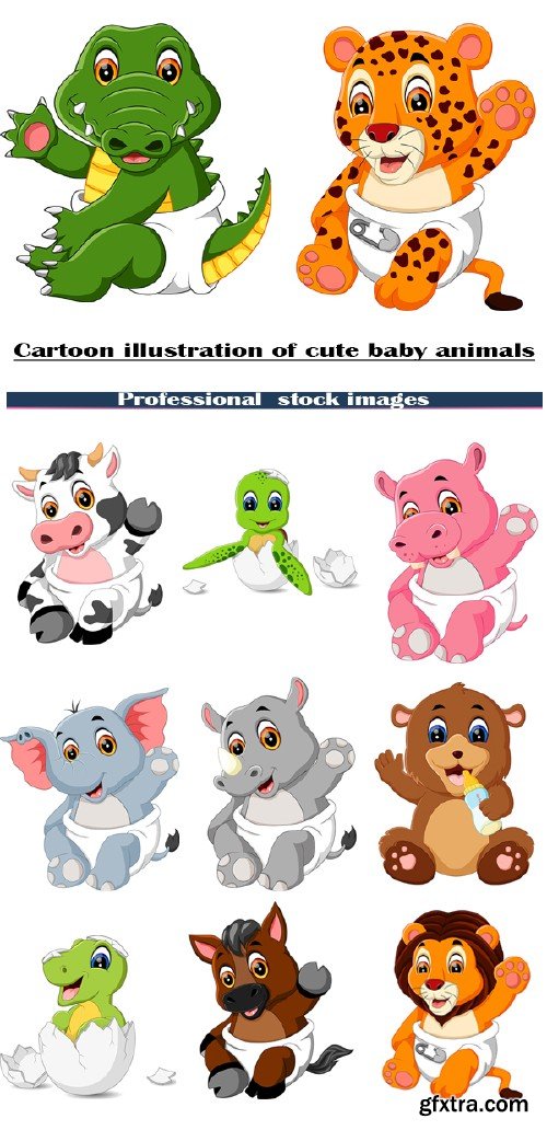 Stock vector Illustration of cute baby animals