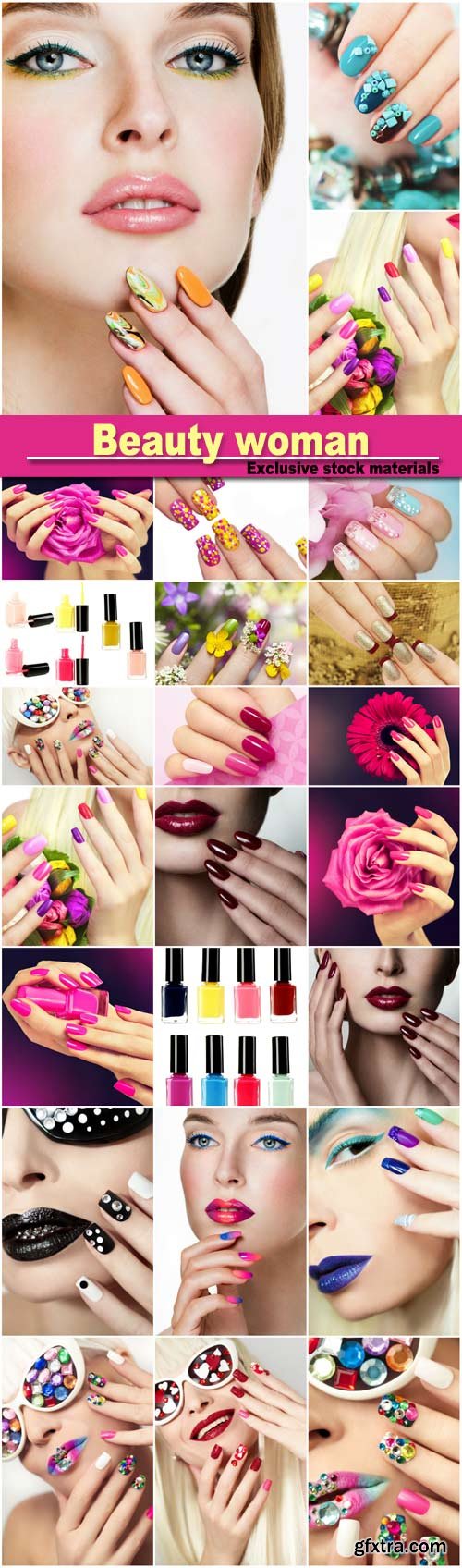 Beauty woman, professional makeup, manicure