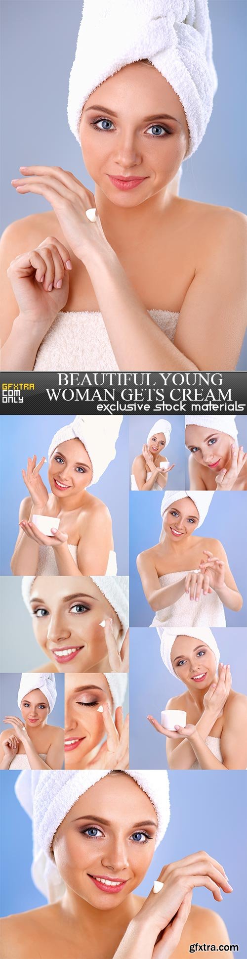 Beautiful young woman gets cream, 9  x  UHQ JPEG