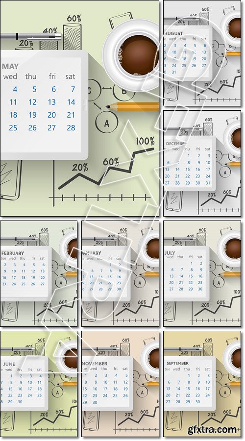 Planning calendar in the computer tablet - Vector