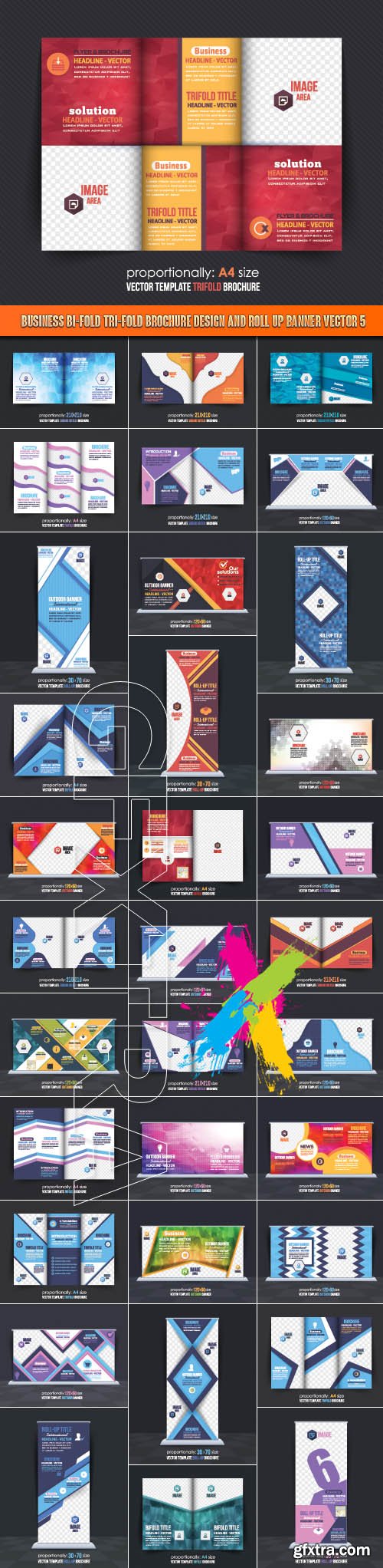 Business Bi-Fold Tri-Fold Brochure Design and Roll up banner vector 5