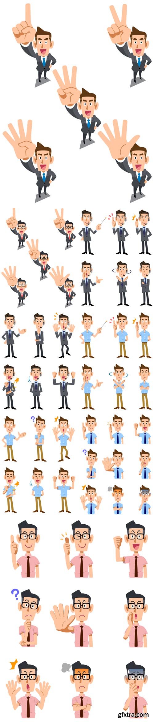 Vector Set - Businessman with Gestures