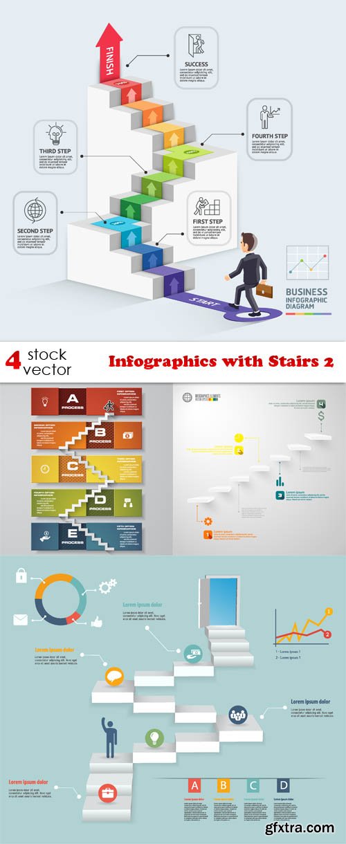 Vectors - Infographics with Stairs 2