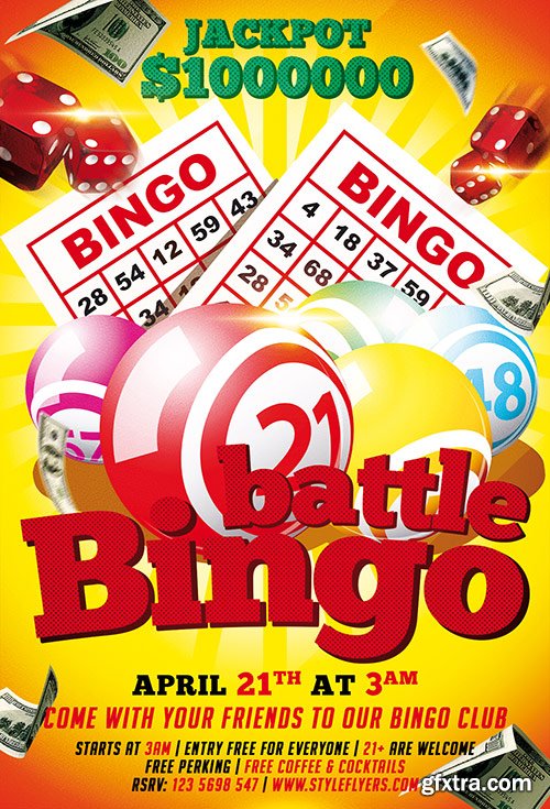 Bingo Battle PSD Flyer Template + Facebook Cover