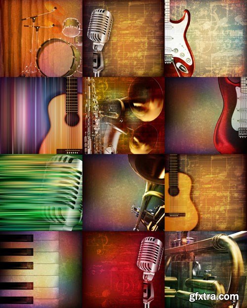 Abstract Grunge Music Background - 25xEPS