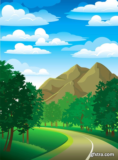 Cartoon Landscape - 25 Vector