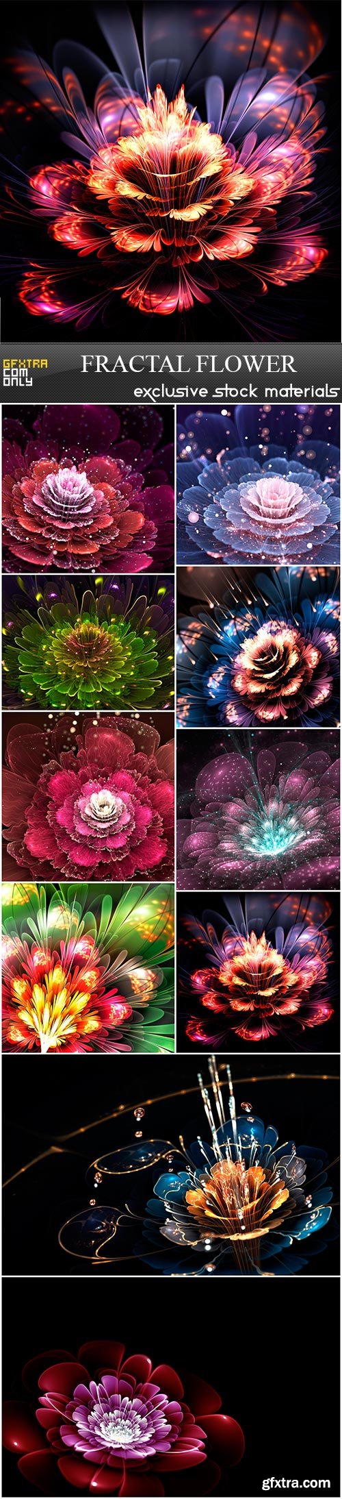 Fractal flower, 10 x UHQ JPEG