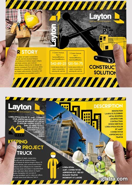 Construction Business Premium Tri-Fold PSD Brochure Template