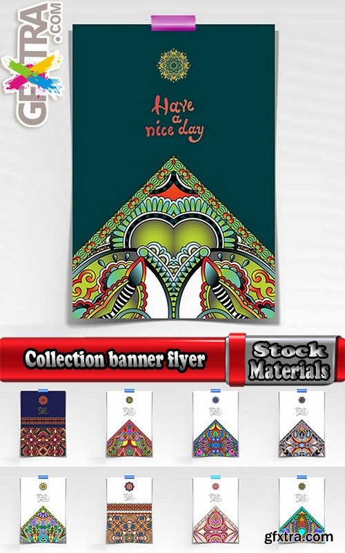 Collection banner flyer template ethnicity calligraphic drawing decoration 6-25 EPS