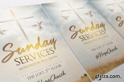 CreativeMarket Sunday Services Flyer Template 2 615089