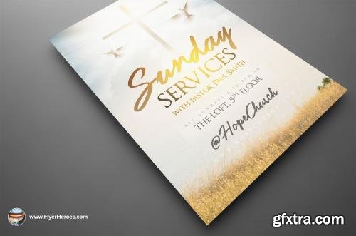 CreativeMarket Sunday Services Flyer Template 2 615089