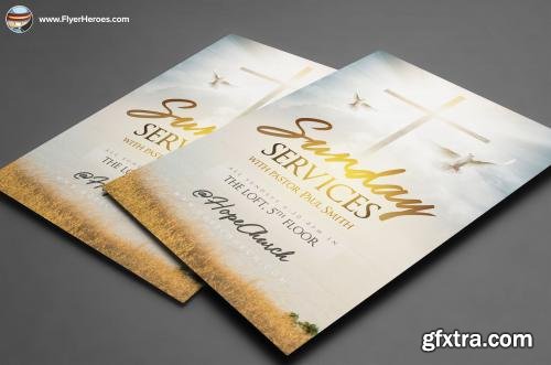 CreativeMarket Sunday Services Flyer Template 2 615089